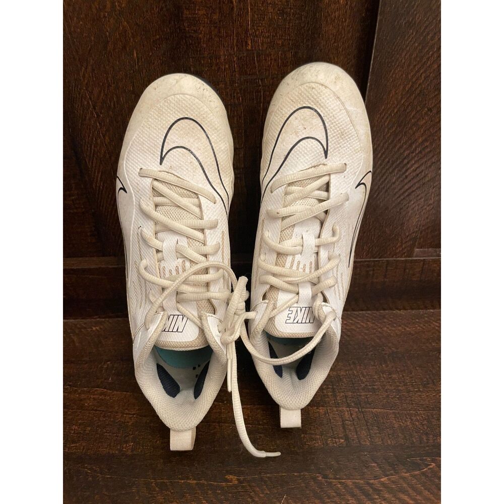Nike Alpha Huarache 8 Varsity Lacrosse Cleat Shoes White Navy Men's 6.5